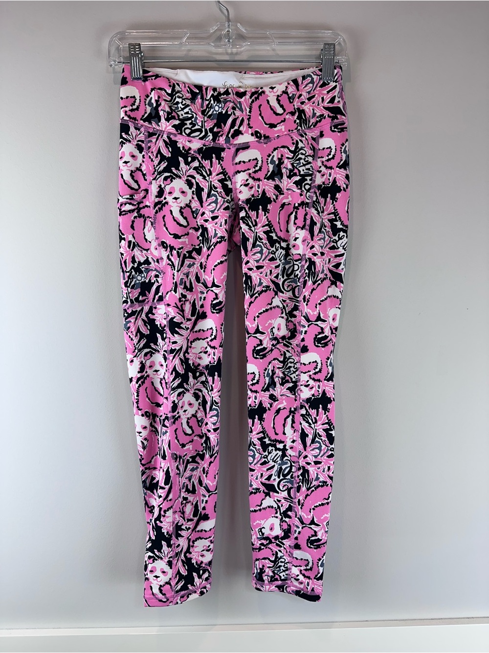 Lilly Pulitzer Pink Hanging with My Boo Panda Luxletic Coastal Leggings Small